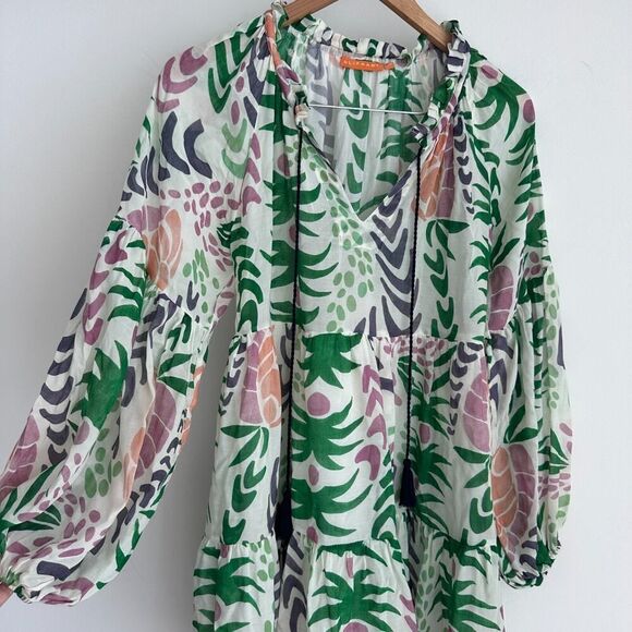 Oliphant Dress XS Floral Short Tunic Tropical Resort Tuckernuck Flowy Boho Beach - Picture 5 of 10